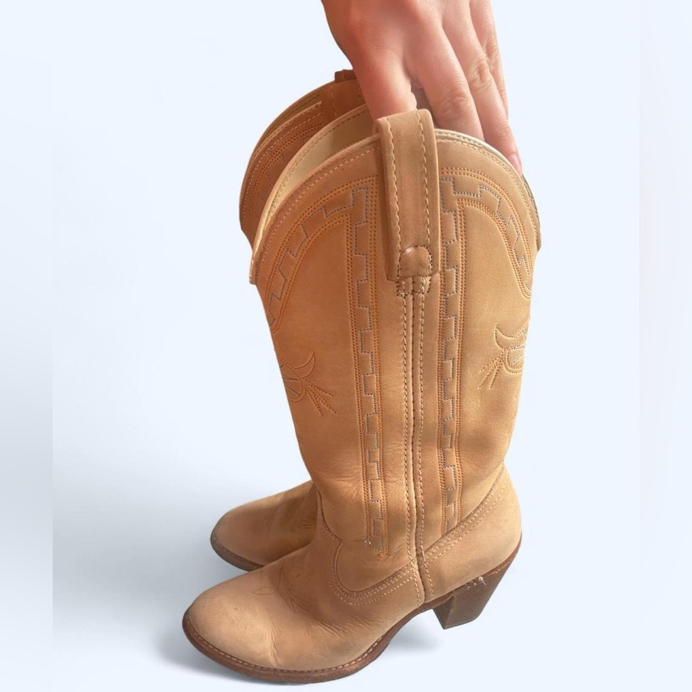 ACME Tan Leather Western Heeled Boots - Picture 5 of 8